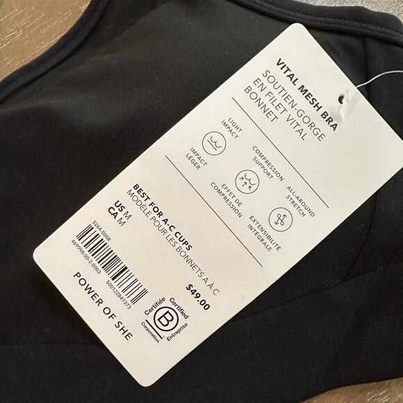 Athleta Vital Mesh Sports Bra A-C Cups Black M - Picture 5 of 8